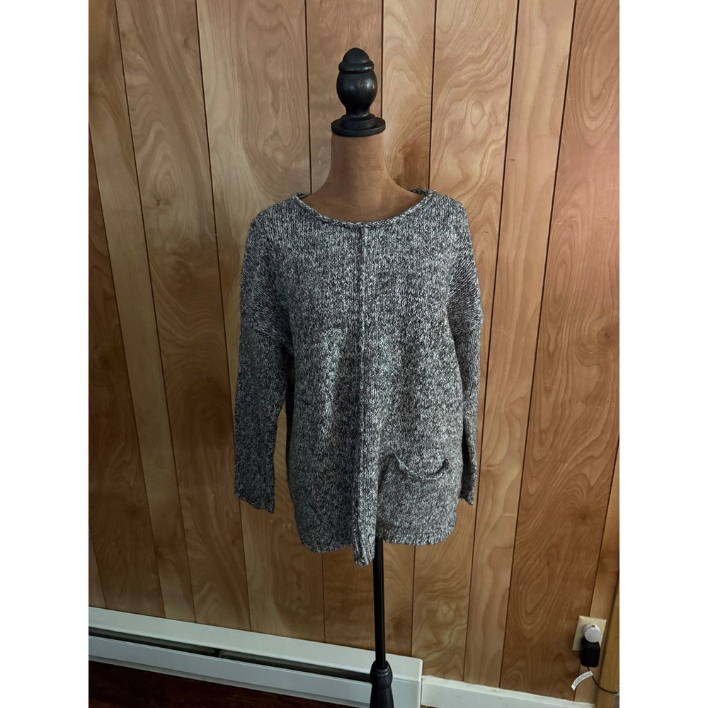 Pure Jill J. Jill Grey Marl Knit Sweater Pocket Pullover Medium Petite MP